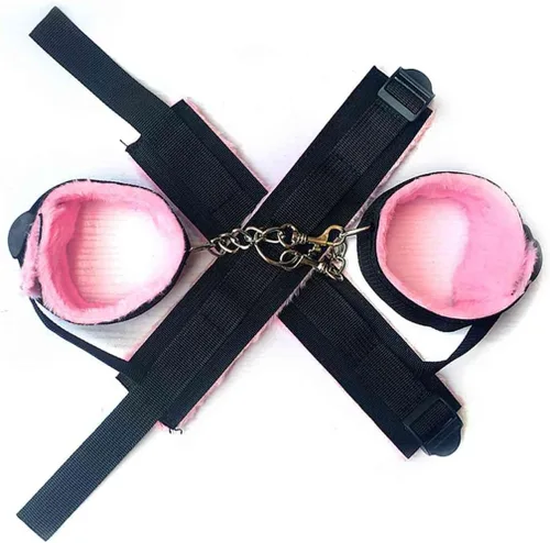 Vista 6 de Kit de sujeción para cama de matrimonio, color rosa, para parejas de tamaño bajo King, juegos de cama Queen para mujeres, correas sexuales, barras