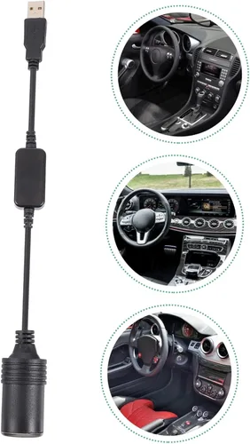 Vista 5 de SHOWERORO Adaptador convertidor de enchufe USB a encendedor con circuito de impulso de 11.81 pulgadas, cable de 12 V, fuente de alimentación