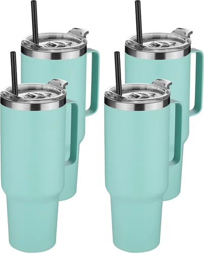 Vista 17 de Hasle Outfitters - Vaso de acero inoxidable de 40 onzas con asa, juego de vasos térmicos aislados al vacío, taza de viaje reutilizable de doble