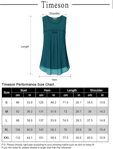 Vista 6 de Timeson - Camiseta de gasa sin mangas, blusa tipo túnica informal de doble capa para mujer