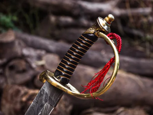 Vista 7 de Espada de corte de Damasco de 24 pulgadas, espada de plata, arte táctico, espada maestra, espada LARP, espada de cimitarra hecha a mano, espada