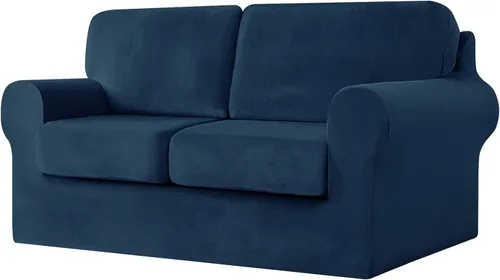 Vista 12 de UNBBRRL Fundas de sofá de 3 piezas para sofá, funda de terciopelo elástico para sillón con 1 funda de cojín de asiento y 1 funda de respaldo