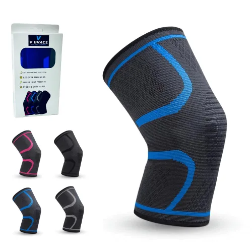 Vista 6 de V-Fit: Rodillera de compresión en V, rodillera para dolor y apoyo de artritis, rodillera para mujeres y hombres (pequeño, negro)
