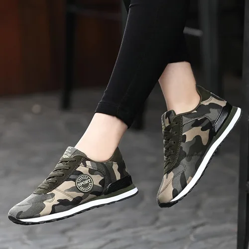 Vista 5 de Tenis de moda para mujer, para parejas, ocio, mujeres, hombres, con cordones, camuflaje, viajes, suela suave, cómodos, zapatos para exteriores