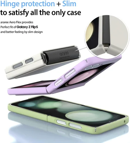 Vista 3 de araree Aero Flex - Funda para Galaxy Z Flip 5 con protección de bisagra, funda protectora delgada (PC) con protector de bisagra (TPU), compatible