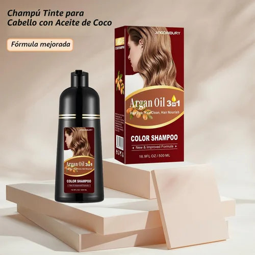 Vista 7 de Tinte para el cabello con aceite de argán negro, 16.9 onzas líquidas, champú de color semipermanente 3 en 1, fácil de usar (negro)