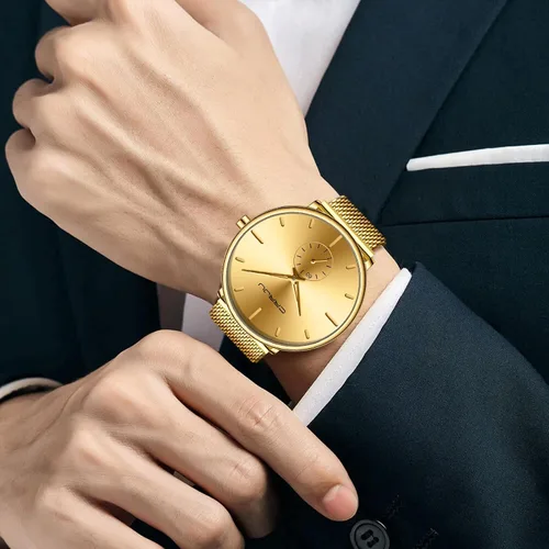 Vista 5 de Mens Watches Ultra-Thin Minimalist Waterproof - Fashion Wrist Watch for Men Unisex Dress with Stainless Steel Mesh Band