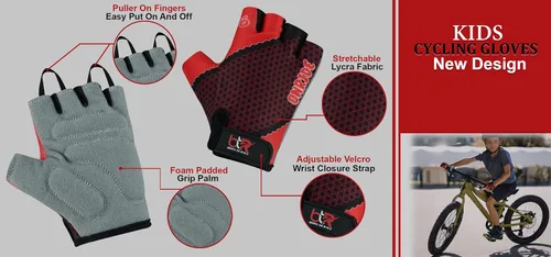 Vista 5 de Guantes de ciclismo para niños con agarre mejorado, acolchado de seguridad para niños, diseño transpirable y duradero, para niños y niñas, de 3 a 12