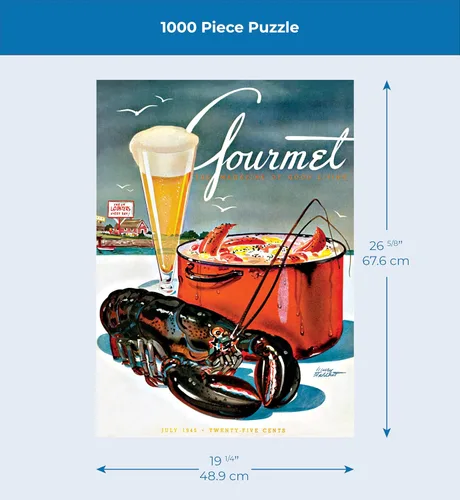 Vista 4 de New York Puzzle Company - Gourmet Magazine Lobster Boil - Rompecabezas de 1000 piezas para adultos por Henry Stahlhut