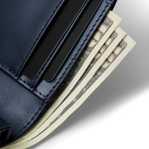 Vista 6 de Revelot Cartera doble tarjeteropiel auténtica con bloqueo RFIDW1, AZUL CERADO, Elegante y a la moda