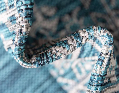 Vista 7 de Unique Loom Alfombra de la colección tradicional para exteriores, antigua (4 pies 1 pulgada, redonda, verde azulado/gris)
