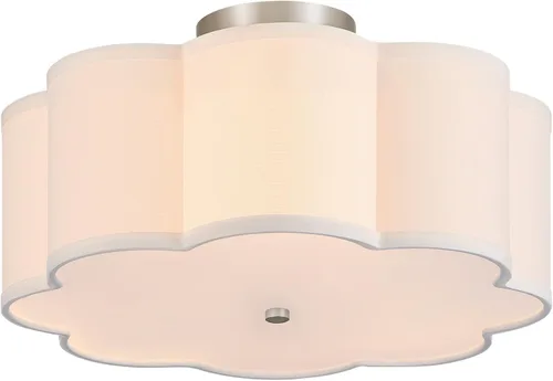 Vista 20 de VONLUCE Lámpara de techo semiempotrada de 12.6 pulgadas, moderna lámpara de techo de 3 luces con pantalla en forma de pétalos blancos, 3 enchufes