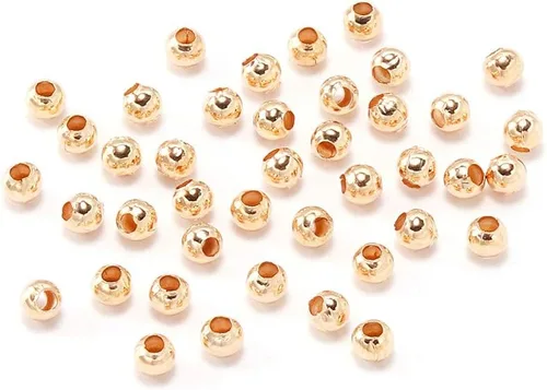 Vista 13 de 500 cuentas espaciadoras redondas de bronce de 0.079 pulgadas (0.079 in), cuentas de metal con semillas de extremo de bola lisas para fabricación