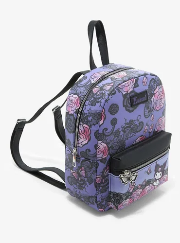 Vista 2 de Kuromi Roses - Mini mochila de encaje, Negro