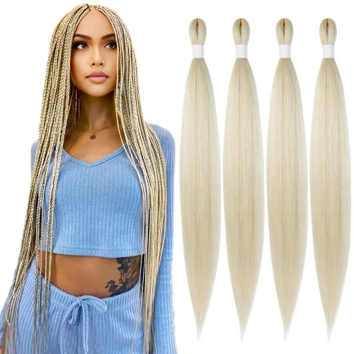 Vista 59 de Cabello trenzado burdeos, 10 pulgadas, 4 paquetes Cabello preestirado, trenzas de ganchillo cortas y rectas, textura Yaki, fibra sintética
