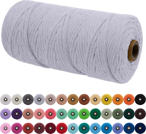 Vista 107 de JeogYong Cordón de macramé de un solo hilo 3 mm x 109 yardas (328 pies) Cuerda de algodón suave Hilo de macramé de 3 mm, suministros de macramé