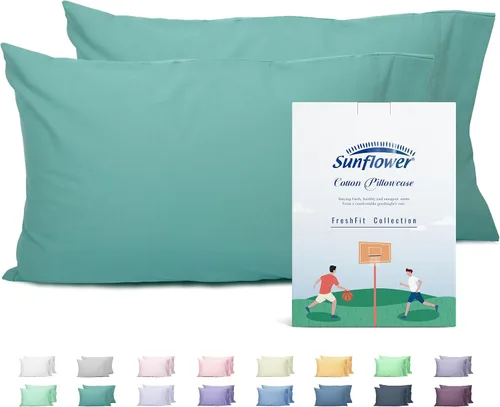 Vista 20 de Sunflower Juego de 2 fundas de almohada tamaño Queen, 100% algodón, 2 fundas de almohada Queen de 20 x 30 pulgadas, color ceniza, suaves