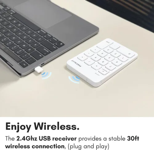 Vista 3 de Macally Teclado numérico inalámbrico USB C Teclado numérico para Mac MacBook iMac Inalámbrico de 10 teclas para computadora portátil