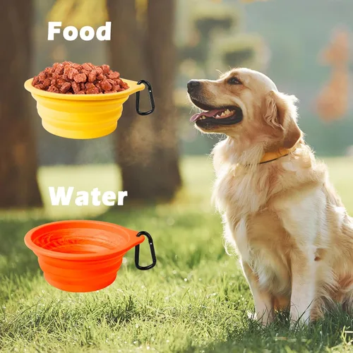 Vista 5 de PetBonus 2-Pack Silicone Collapsible Dog Bowls and Dog Collar Safety Clip