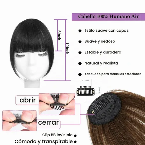 Vista 2 de Flequillo con clip de cabello humano real, flequillo rubio francés, extensiones de cabello para mujer, flequillo plano y ordenado, extensión