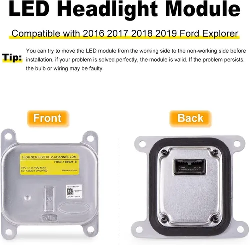 Vista 6 de WMPHE Módulo de faros delanteros compatible con Ford Explorer 2016 2017 2018 2019 Reemplazo para FB53-13B626-B FB5Z-13C788-B, controlador de faros