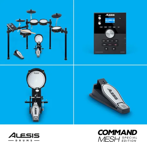 Vista 7 de Kit Alesis Drums Command Mesh SE - Set de batería eléctrica con almohadillas de malla de doble zona silenciosas, conectividad USB MIDI y más de 600