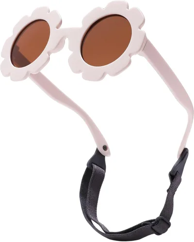 Vista 3 de COASION Lentes de sol flexibles y flexibles con correa para bebés recién nacidos y niñas de 0 a 24 meses