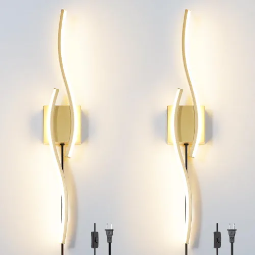 Vista 20 de Daunton Moderno juego de 2 apliques de pared cableados, luz LED negra con control remoto, luz de pared LED regulable RC para interiores, decoración