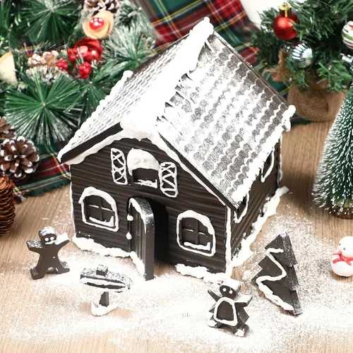 Vista 9 de Webake Bandeja de molde de casa de jengibre, moldes de silicona para hornear de Navidad, para galletas, chocolate, dulces, fondant, kit de casa