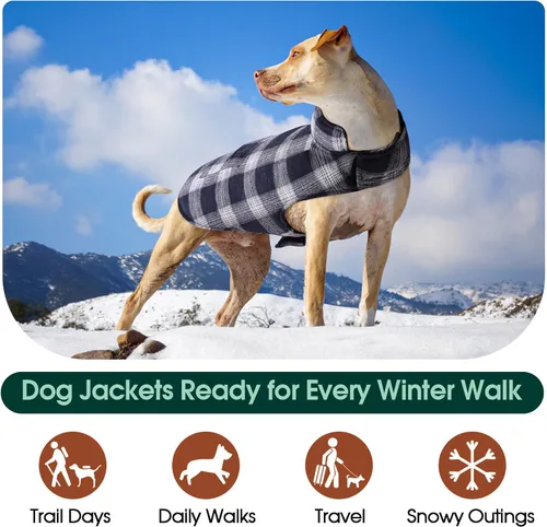 Vista 5 de Kuoser - Abrigo de invierno para perro reversible de estilo británico, abrigo de clima frío para cachorros, ropa resistente al viento, chaleco