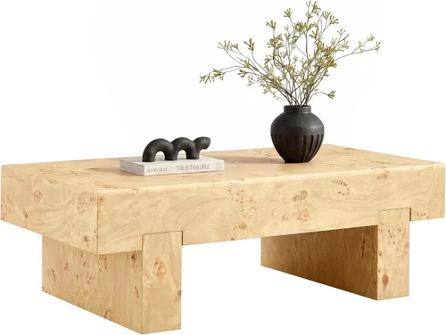 Vista 18 de LKTART Mesa de centro rectangular de 47 pulgadas para sala de estar, superficie con patrón de mármol, patas de metal estables para mesa de té