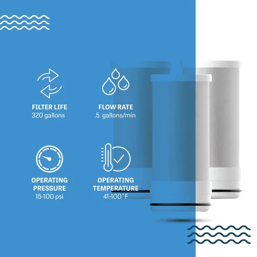 Vista 5 de Mist - Filtro de agua para fregadero, filtro de grifo, acero inoxidable, capacidad de 320 gl, reduce el metal pesado, filtro de agua certificado