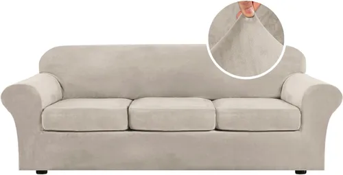 Vista 54 de H.VERSAILTEX - Funda elástica para sofá de 2 piezas, funda protectora de terciopelo, suave, con parte inferior elástica, con un ancho de hasta 49