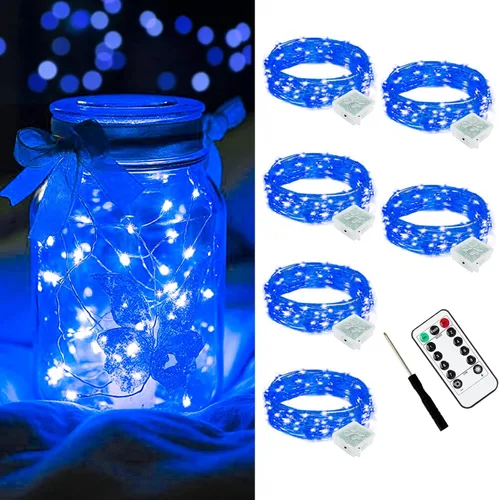 Vista 54 de AIKEI Paquete de 12 luces LED de hadas que funcionan con pilas, guirnaldas de luces impermeables de 7 pies, 20 luces LED de luciérnagas estrelladas