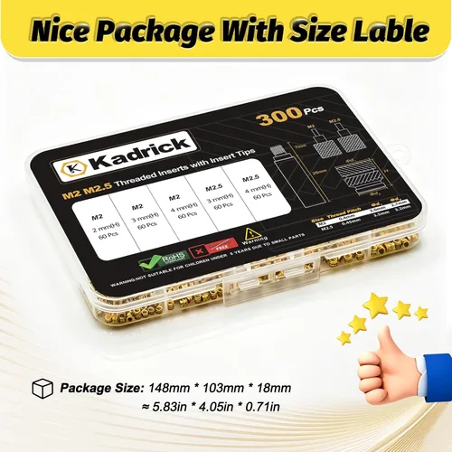 Vista 4 de 300 piezas de inserciones roscadas M2 M2.5 para plástico con puntas de ajuste térmico, kit de inserciones de ajuste térmico M2 y M2.5, inserciones