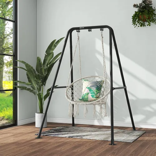 Vista 3 de G TALECO GEAR Soporte para silla de hamaca, soporte de hamaca multiusos de acero resistente de 300 libras para interiores y exteriores, silla Negro