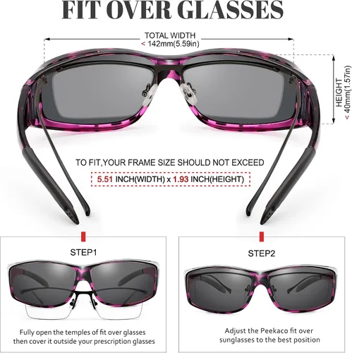 Vista 22 de Polarized Sunglasses Fit Over Glasses for Women Men with UV400 Protection Over Wrap Around Sun Glasses