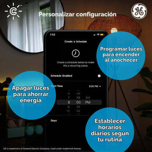 Vista 3 de [Usado] GE Lighting Cync - Bombillas LED inteligentes A19 con Bluetooth y Wi-Fi, 60 W de repuesto, compatible con Alexa + Google Home sin hub
