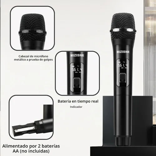 Vista 4 de Sistemas de micrófono inalámbrico UHF, juego de micrófono dinámico inalámbrico de 4 canales, conexión automática de transmisión de rango de 300 pies