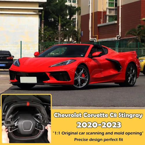 Vista 6 de Funda de marco de botón para volante compatible con Chevrolet Corvette C8 2020-2023, marco de protección de panel de volante de automóvil