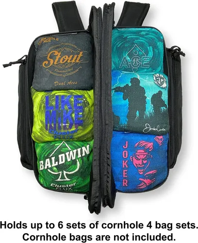 Vista 6 de ACE PRO Cornhole Backpack with ACE Patch - Holds Up to Six Cornhole Bag Sets (Up to 24 Bags)