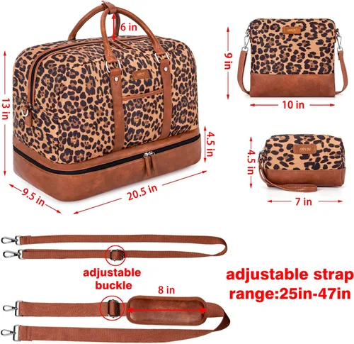 Vista 18 de IBFUN Bolsas de fin de semana para mujer, bolsa grande de lona para viaje, bolsa de viaje con compartimento para zapatos, 21 pulgadas, juego de 3