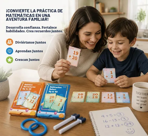 Vista 4 de Alened Tarjetas flash de suma y resta, tarjetas de datos matemáticos 1-20, juegos de manipulación matemática para jardín de infantes, 1º, 2º, 3º
