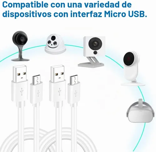 Vista 5 de SIOCEN 2 cables de extensión de alimentación USB de 10 pies compatibles con Wyze-Cam, WyzeCam Pan, Yi Cam, YI Dome Home Camera, Oculus Go, Kasa