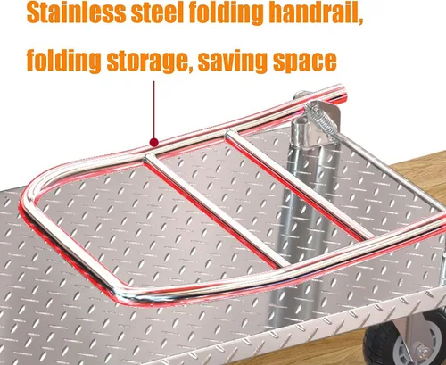 Vista 4 de Camiones de plataforma de mano con ruedas silenciosas, carro de plataforma plegable, para carga y almacenamiento, carga de peso de 771.6-1,102.3 lbs