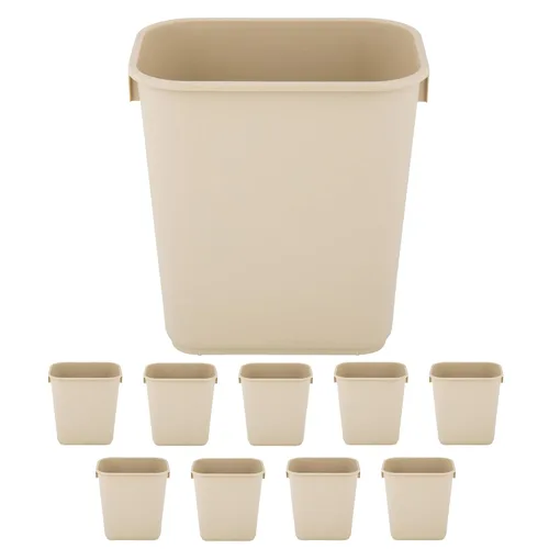 Vista 12 de Cubo de basura rectangular beige de 10 galones para restaurante, papelera comercial, papelera de plástico para oficina, cubo de basura para baño