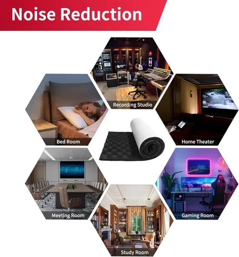 Vista 13 de Paneles de espuma acústica autoadhesivos de 0.787 in de grosor, diseño de ondas de huevo, acolchado de absorción de sonido para estudios