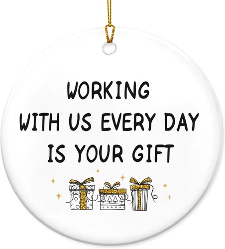 Vista 13 de OASSIE Regalos de agradecimiento de Navidad para empleados para compañeros de trabajo, adornos de Navidad de cerámica 2025 para decoraciones