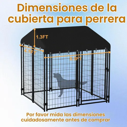 Vista 2 de Funda para perrera de 8.3 x 4.1 pies, tela Oxford resistente al agua 600D, cobertura completa, cubierta al aire libre, a prueba de lluvia, nieve