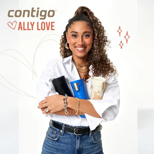 Vista 2 de Contigo x Ally Love - Taza de viaje de acero inoxidable aislada al vacío con Autoseal y tapa fácil de limpiar, a prueba de derrames, mantiene